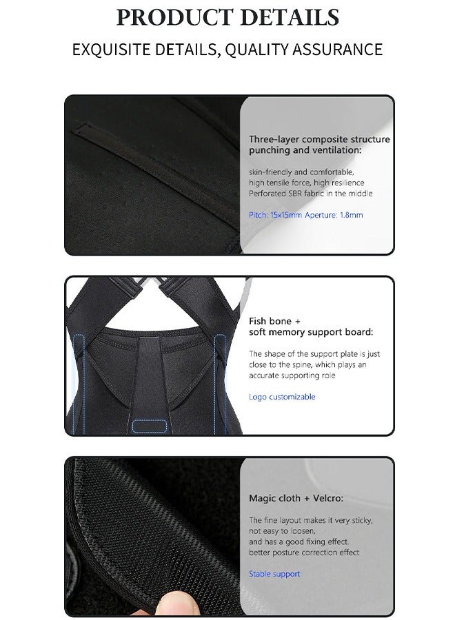 Back Brace Posture Corrector, Adjustable Full Back Trainer, for Upper Lower Back Pain Relief (Black)
