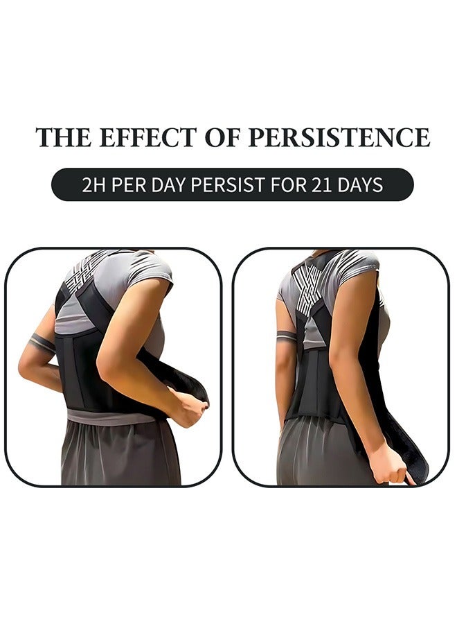Back Brace Posture Corrector, Adjustable Full Back Trainer, for Upper Lower Back Pain Relief (Black)