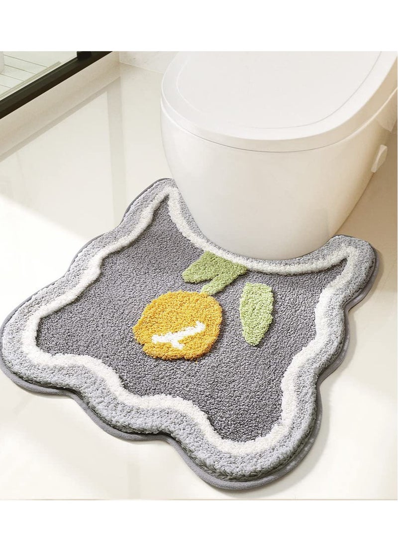 Bathroom Rugs Bath Mat, U-Shaped Non-Slip Bathroom Rug, Extra Soft and Absorbent Microfiber Bath Rugs, Non-Slip Plush Shaggy Bath Carpet, Machine Wash Dry, 19.6 x 21.6 Inches, Grey