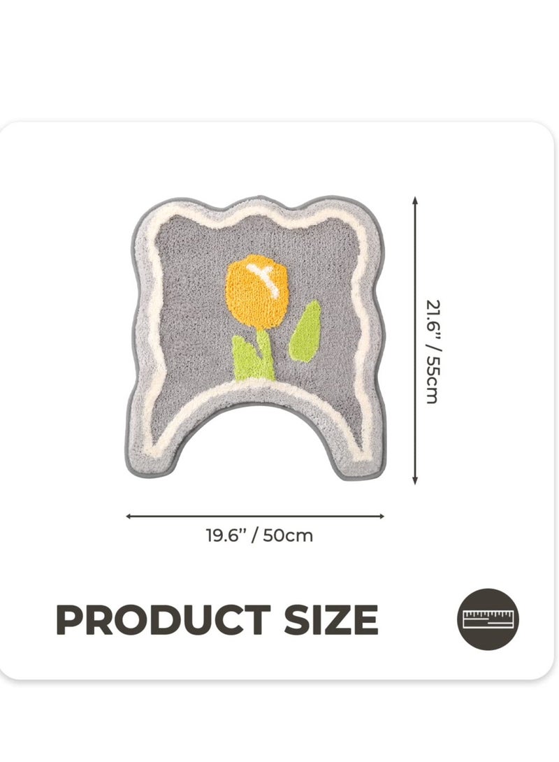 Bathroom Rugs Bath Mat, U-Shaped Non-Slip Bathroom Rug, Extra Soft and Absorbent Microfiber Bath Rugs, Non-Slip Plush Shaggy Bath Carpet, Machine Wash Dry, 19.6 x 21.6 Inches, Grey