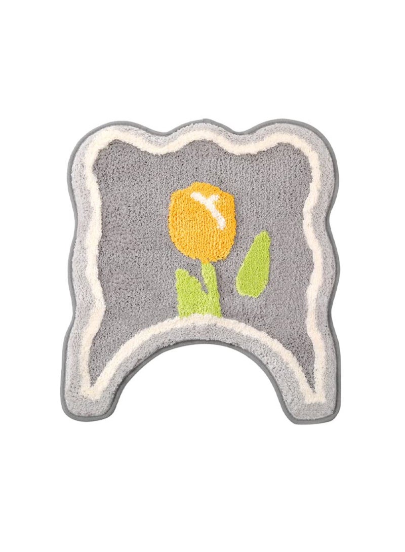 Bathroom Rugs Bath Mat, U-Shaped Non-Slip Bathroom Rug, Extra Soft and Absorbent Microfiber Bath Rugs, Non-Slip Plush Shaggy Bath Carpet, Machine Wash Dry, 19.6 x 21.6 Inches, Grey