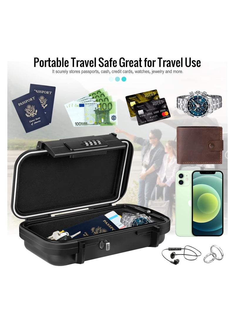 SYOSI Portable Security Box with Code, Combination Security Case Lock Box Waterproof, with Removable Wire Rope Security Safe Box for Car, Home, Travel
