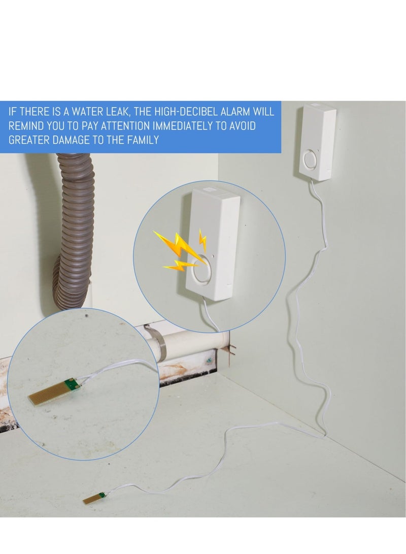 10 Pcs Water Leak Detector, 120dB Loud Siren, Powered by 9V Battery (not Include), Sensor Alarm for Kitchen Basement Water Heater(White)