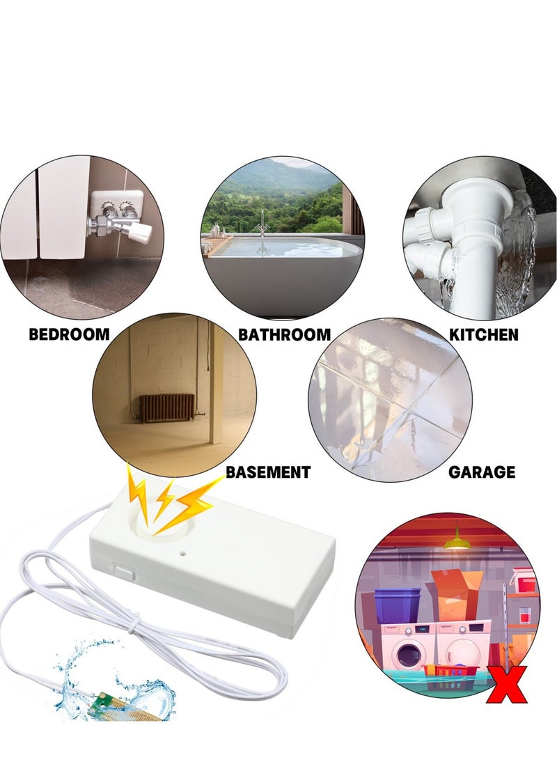 10 Pcs Water Leak Detector, 120dB Loud Siren, Powered by 9V Battery (not Include), Sensor Alarm for Kitchen Basement Water Heater(White)