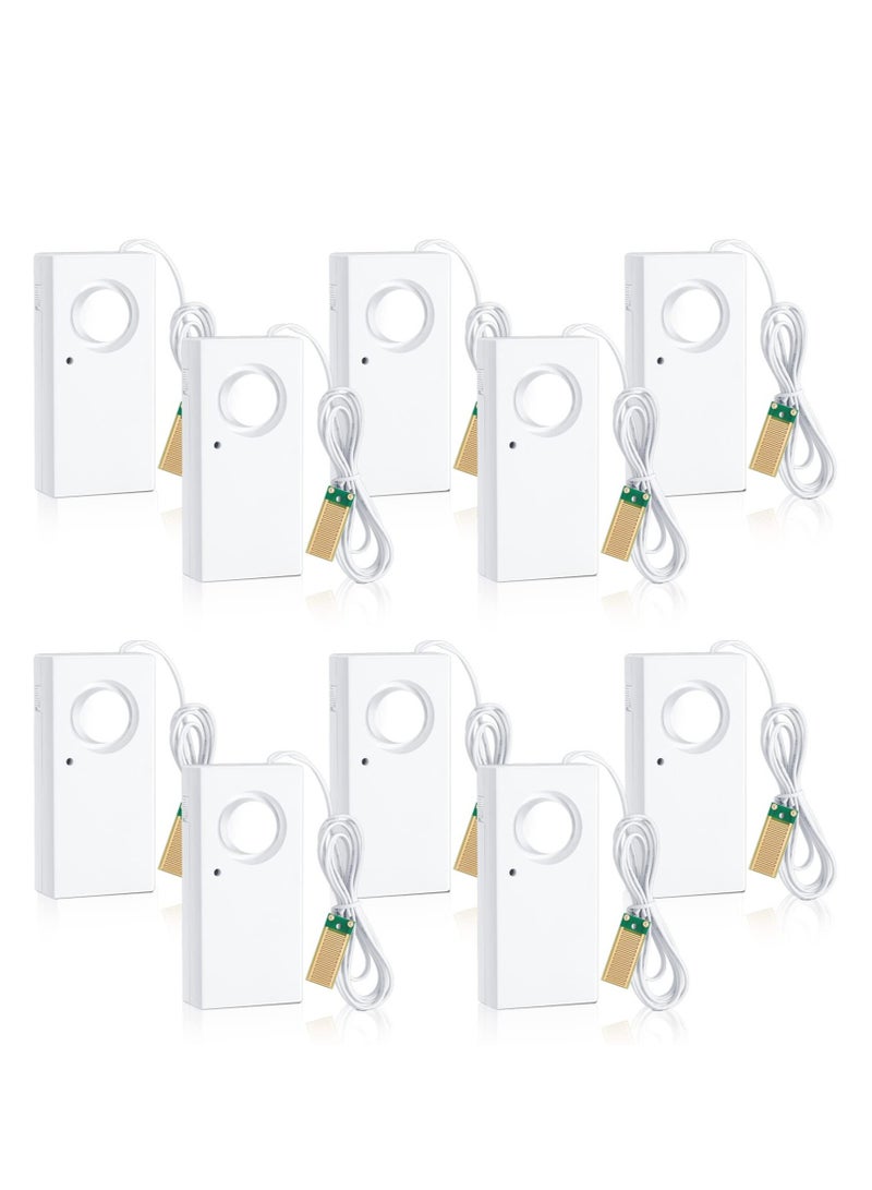 10 Pcs Water Leak Detector, 120dB Loud Siren, Powered by 9V Battery (not Include), Sensor Alarm for Kitchen Basement Water Heater(White)