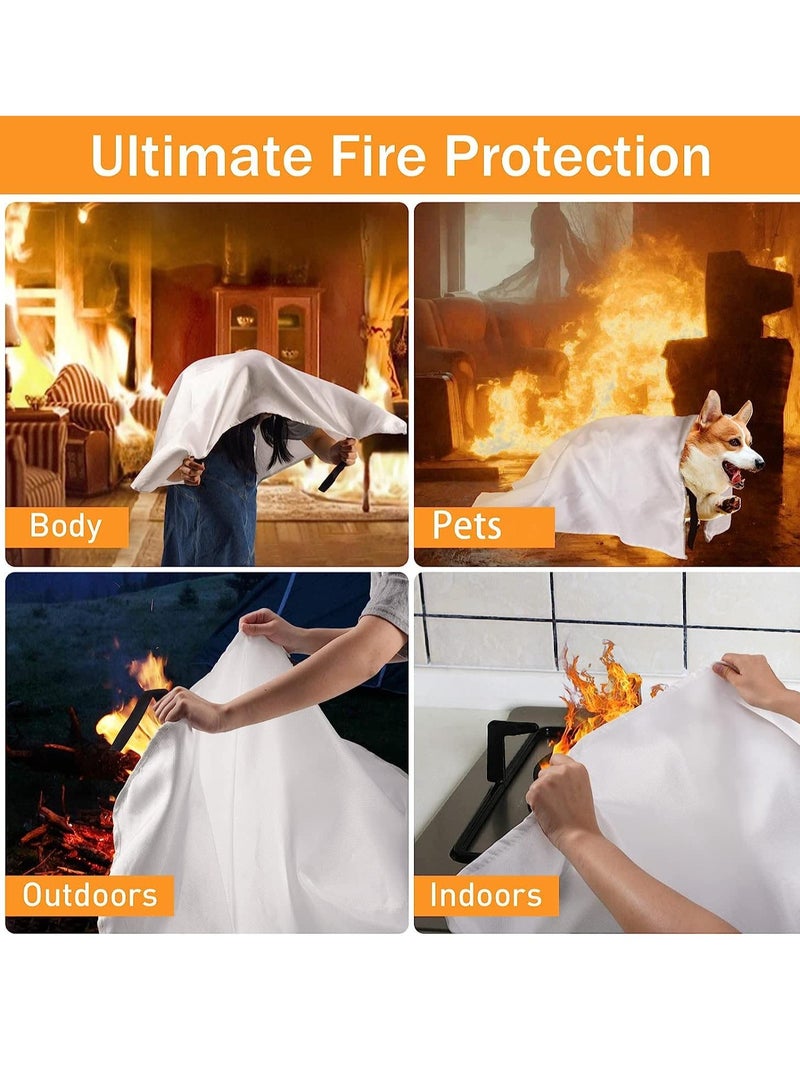 2PCS Fire Retardant Blankets for Home & Outdoor - Emergency Fireproof Blanket for Kitchen, Camping, Grill, Office, and More