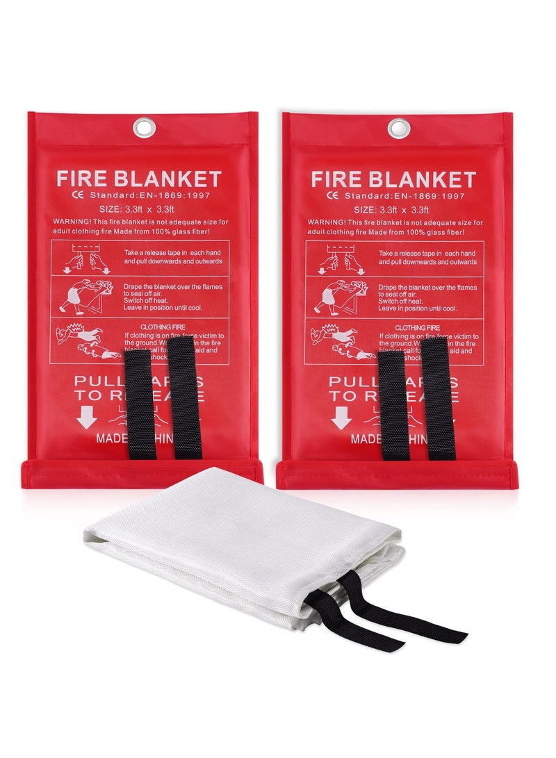 2PCS Fire Retardant Blankets for Home & Outdoor - Emergency Fireproof Blanket for Kitchen, Camping, Grill, Office, and More