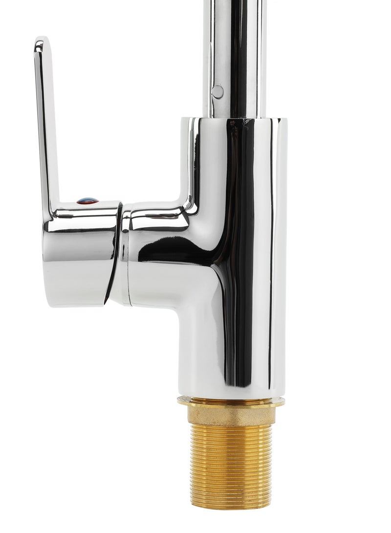 Geepas Single Lever Sink Mixer- GSW61145, High Quality Brass Deck Mounted Tap for Kitchen and Bathroom, Durable Solid Metal Lever Handle, Ceramic Cartridge,  Leak-Proof, Solid Handle and Silicone Rubb