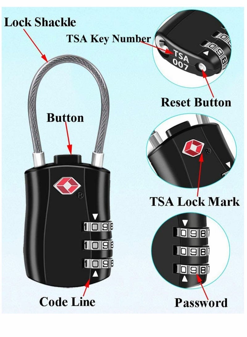 2 Pack Travel Luggage Locks Combination Padlocks for Suitcases Backpacks Duffle Bags and More