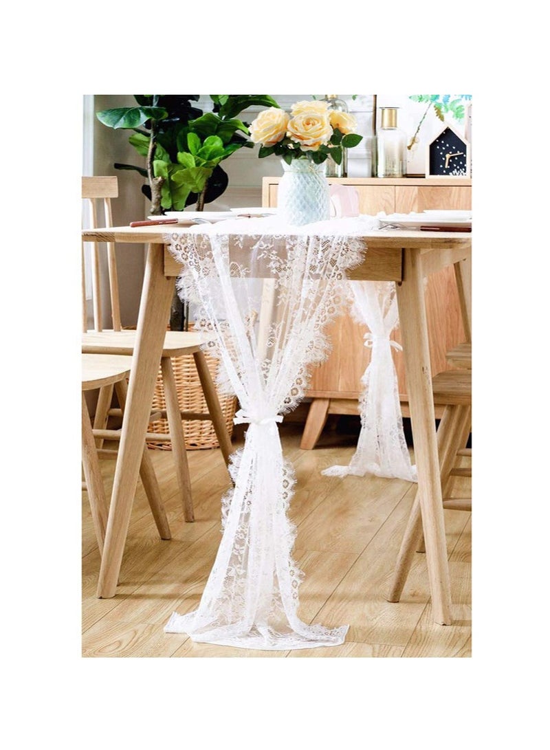 White Lace Table Runner, Vintage Tablecloth Hollow Embroidered Table Runner Crochet Lace Table Cloth for Table Decoration Wedding Reception