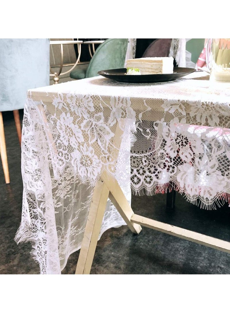 White Lace Table Runner, Vintage Tablecloth Hollow Embroidered Table Runner Crochet Lace Table Cloth for Table Decoration Wedding Reception