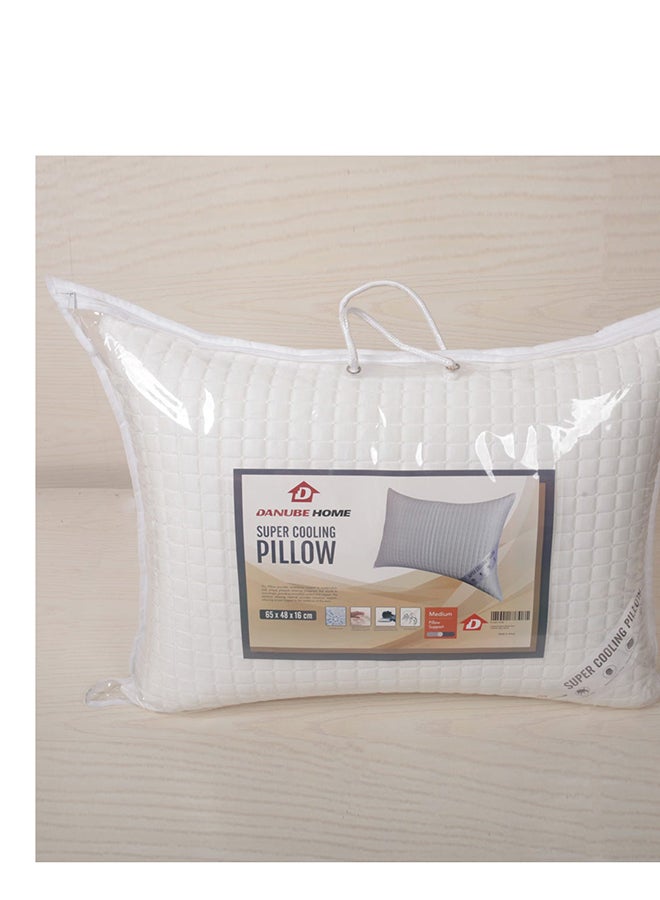 Super Cooling Pillow Hypoallergenic Side And Back Sleeping Pillows For Neck And Shoulder Support Polyester White 65x48x14cm