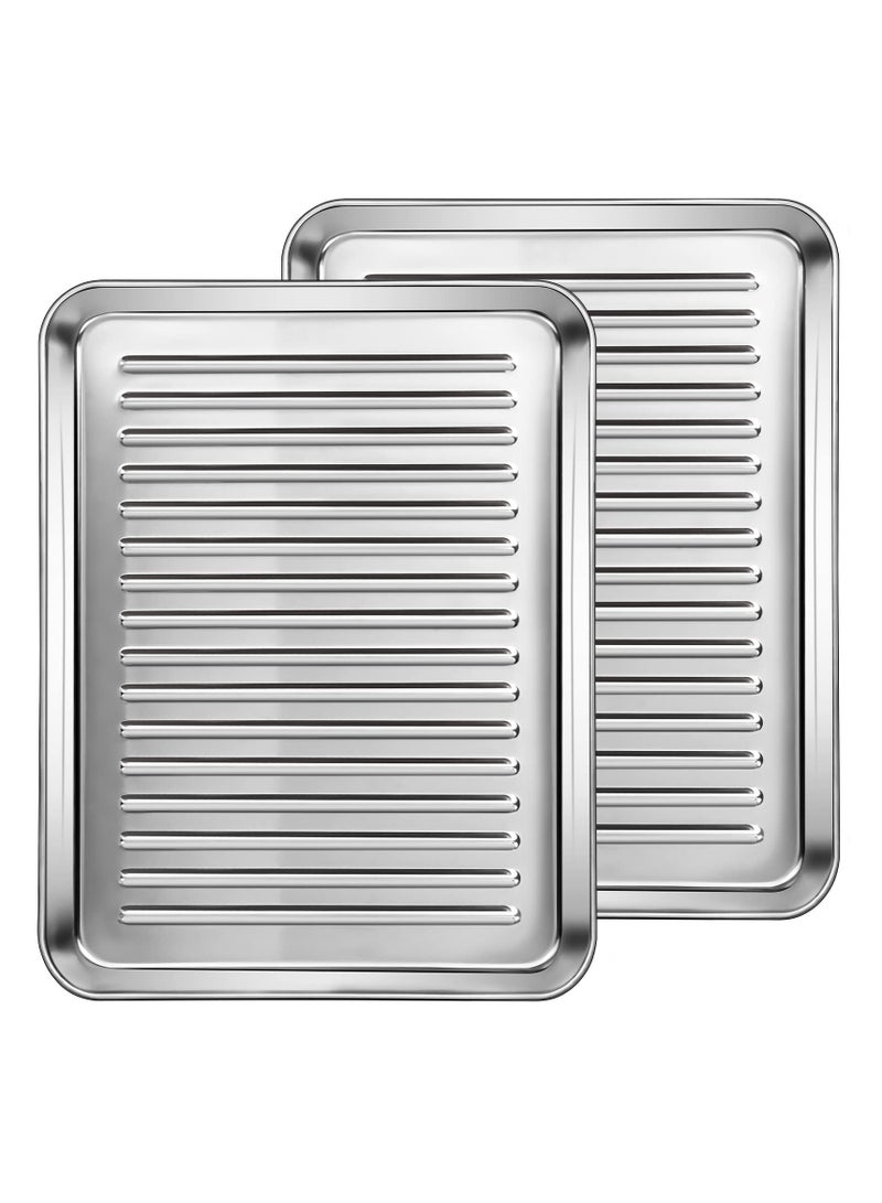 SYOSI 2 Pcs Baking Sheets, Stainless Steel Baking Pan for Baking 10 Inch Baking Tray for Oven Heavy Duty Oven Pan for Cookie, Bread,