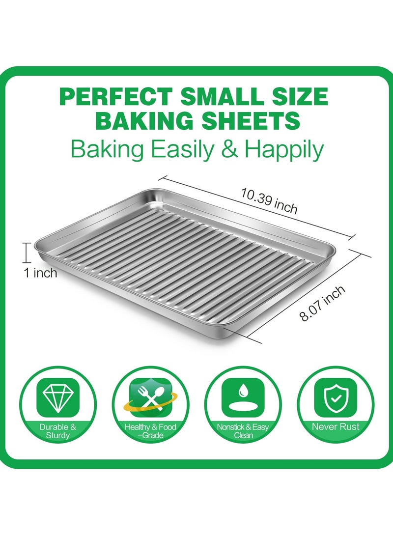 SYOSI 2 Pcs Baking Sheets, Stainless Steel Baking Pan for Baking 10 Inch Baking Tray for Oven Heavy Duty Oven Pan for Cookie, Bread,