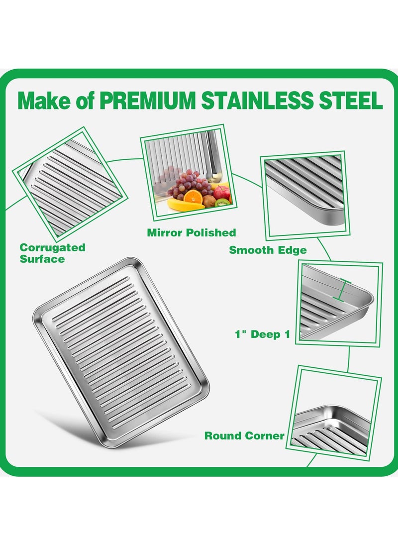 SYOSI 2 Pcs Baking Sheets, Stainless Steel Baking Pan for Baking 10 Inch Baking Tray for Oven Heavy Duty Oven Pan for Cookie, Bread,