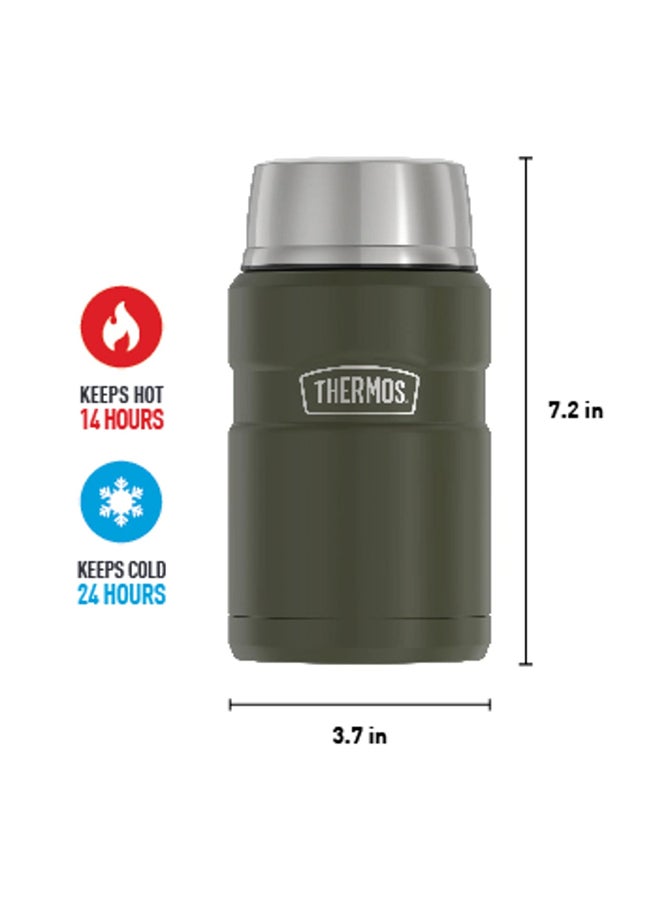 Thermos Stainless Steel Vacuum Insulated Army Green Jar 710Ml, Sk3020Ag, Insulated Food Jar, Lunch Box , Storage Container, Thermal Flask For Travel