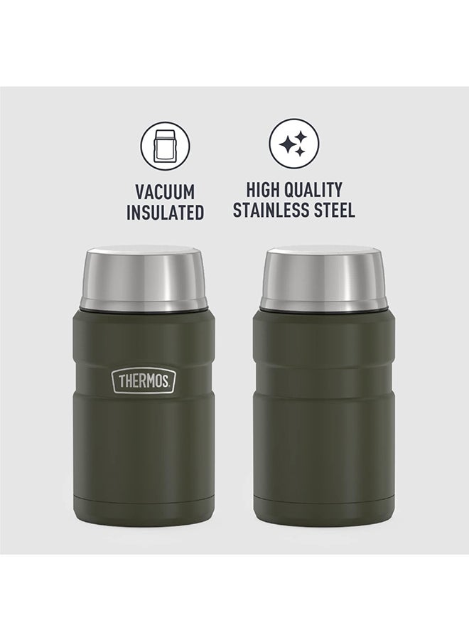 Thermos Stainless Steel Vacuum Insulated Army Green Jar 710Ml, Sk3020Ag, Insulated Food Jar, Lunch Box , Storage Container, Thermal Flask For Travel