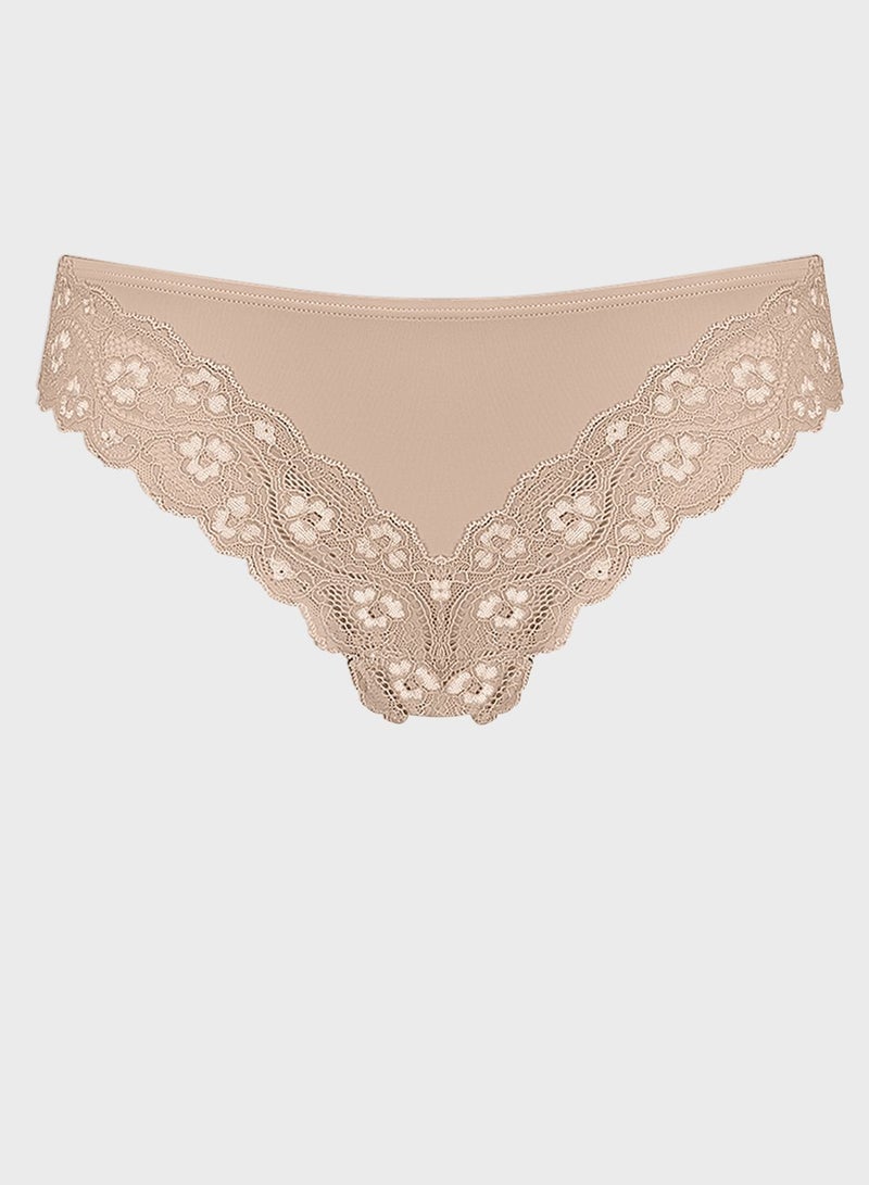 Lace Detail High Leg Brief