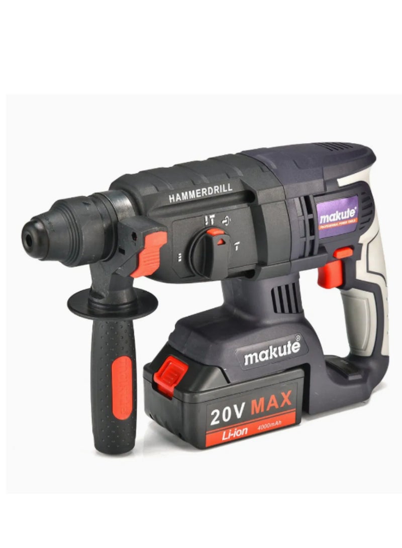 CHD001 Cordless Hammer Drill, 20V Brushless Motor, 1.2J Impact Capacity, 26mm Bore Diameter, 2x 5420-40C Batteries & Quick Charger, 0-900r/min Speed, Ideal for Wood (28mm) & Steel (10mm) Drilling