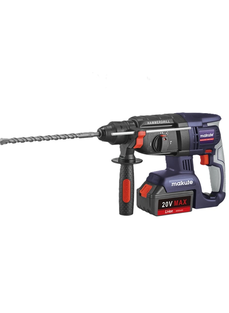 CHD001 Cordless Hammer Drill, 20V Brushless Motor, 1.2J Impact Capacity, 26mm Bore Diameter, 2x 5420-40C Batteries & Quick Charger, 0-900r/min Speed, Ideal for Wood (28mm) & Steel (10mm) Drilling