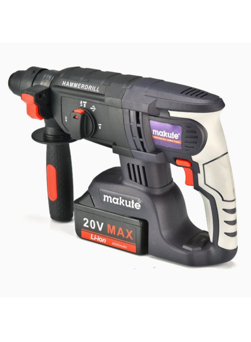 CHD001 Cordless Hammer Drill, 20V Brushless Motor, 1.2J Impact Capacity, 26mm Bore Diameter, 2x 5420-40C Batteries & Quick Charger, 0-900r/min Speed, Ideal for Wood (28mm) & Steel (10mm) Drilling