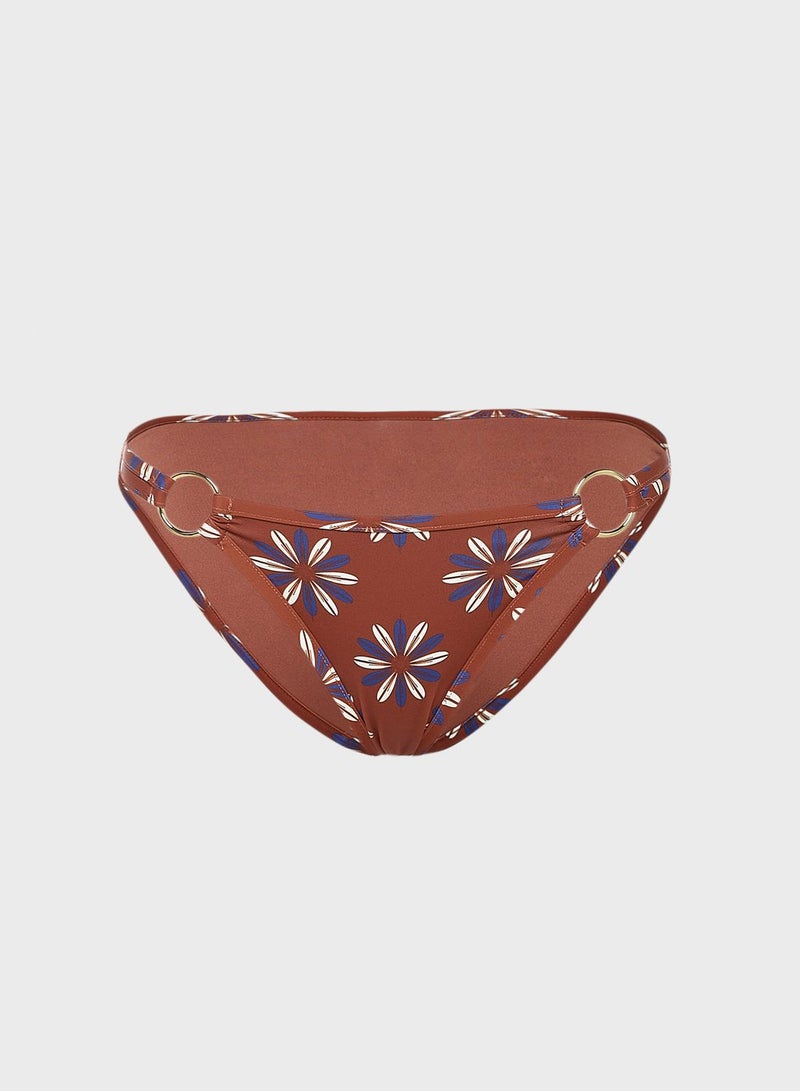 Printed Ring Detail Bikini Bottom