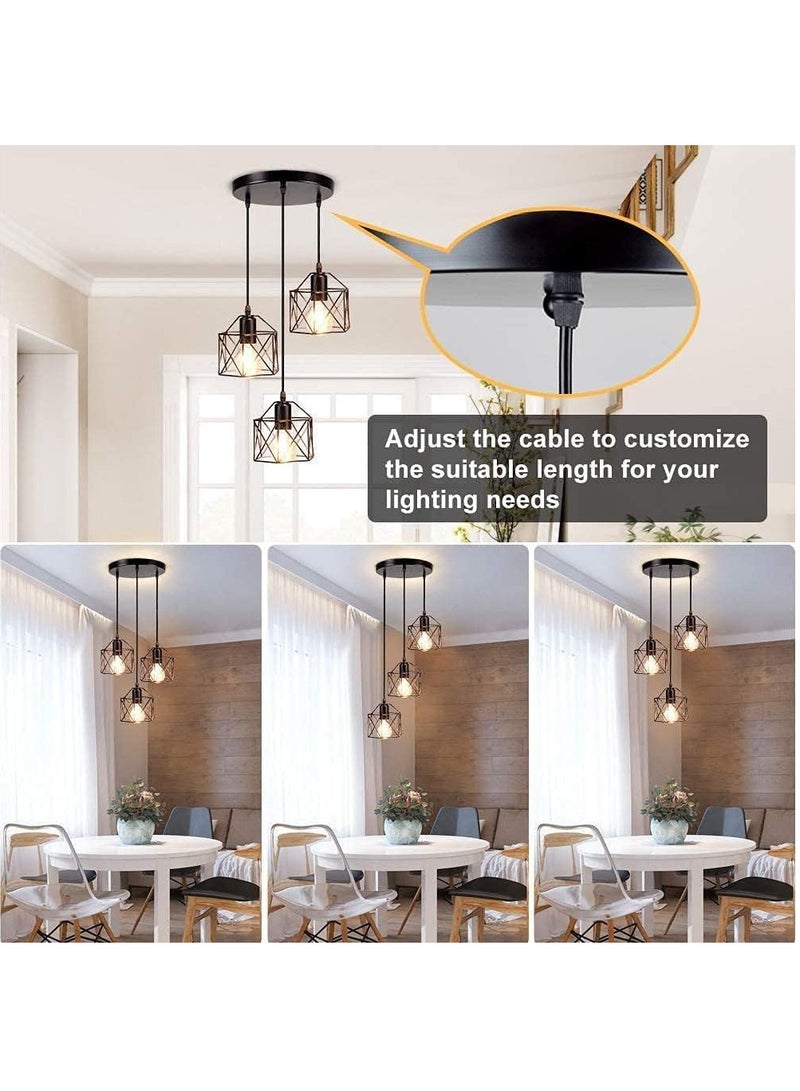 Hanging Pendant Lights Vintage 3 Lights Ceiling Lamp for Kitchen Dining Room Bulbs Include