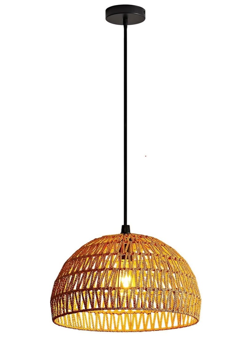 Rattan Pendant Light Rattan Woven Lampshade Hanging Lamp for Dining Room Bulb Included