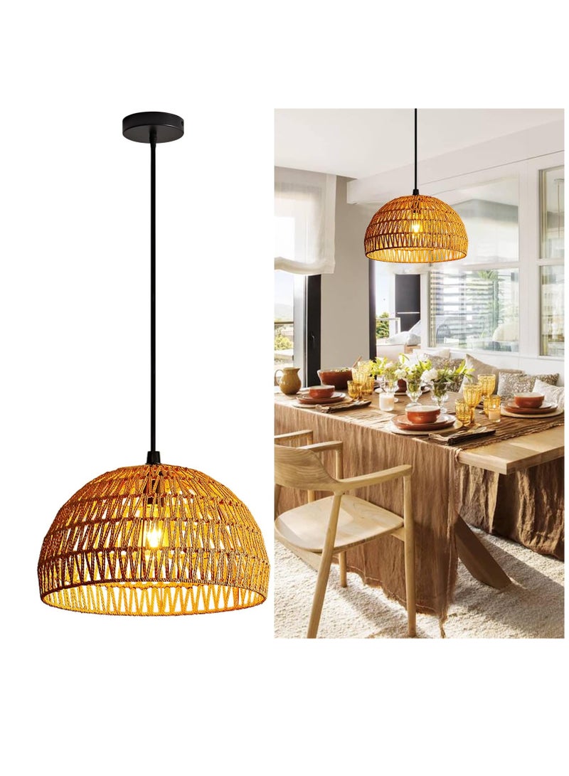 Rattan Pendant Light Rattan Woven Lampshade Hanging Lamp for Dining Room Bulb Included