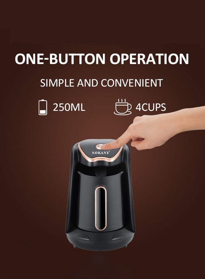 Automatic Turkish Coffee Maker,250ml 4Cups Electric Coffee Machine,Electric Coffee Pot,SK-04008,600W,Black