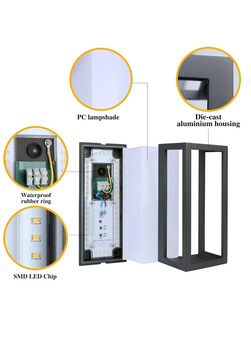 LED Outside Wall Light Aluminum Outdoor Wall Lamp Exterior Wall Sconce Waterproof Warm White