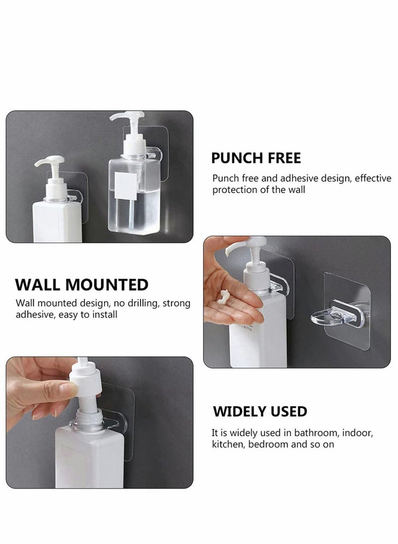 Shower Gel Bottle Holder Hook, Self Adhesive Wall Mount Shampoo Rack Kitchen Hook Bathroom Free Punch Hanger 12 Pieces