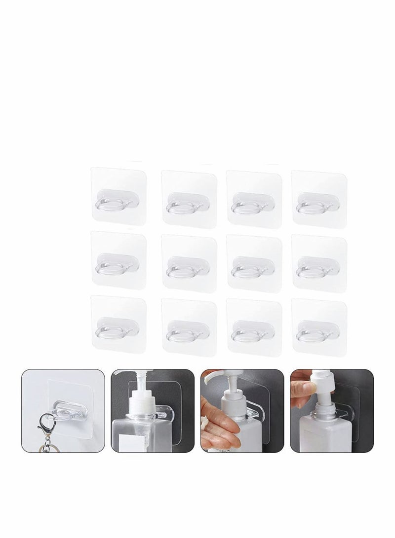 Shower Gel Bottle Holder Hook, Self Adhesive Wall Mount Shampoo Rack Kitchen Hook Bathroom Free Punch Hanger 12 Pieces