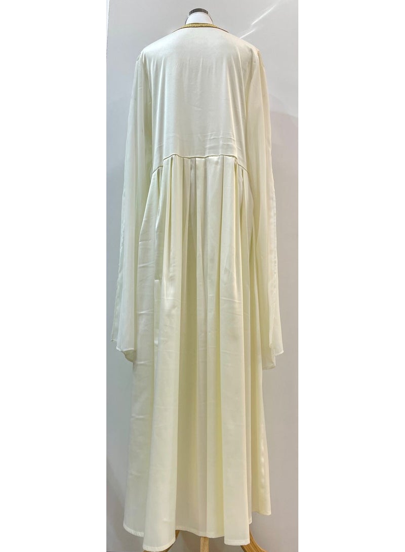 Chiffon with Crepe Embroidered Dress Color Off-White