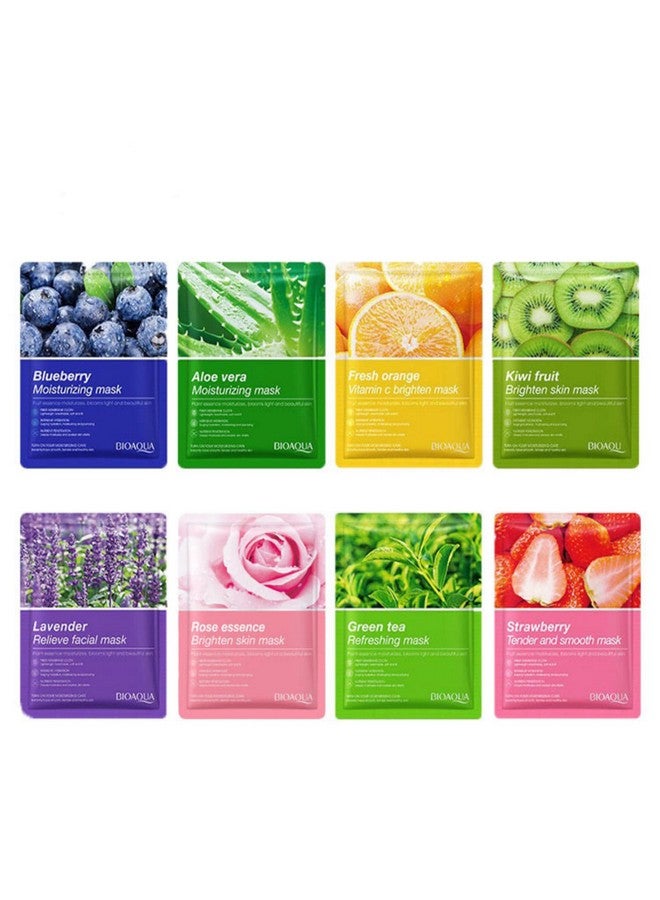 Fruit Flower Extract Vitamin C Facial Mask Plant Essence Moisturizing Fiber Membrane Cloth Deep Moisturizing Face Skincare 25G X 8Pcs
