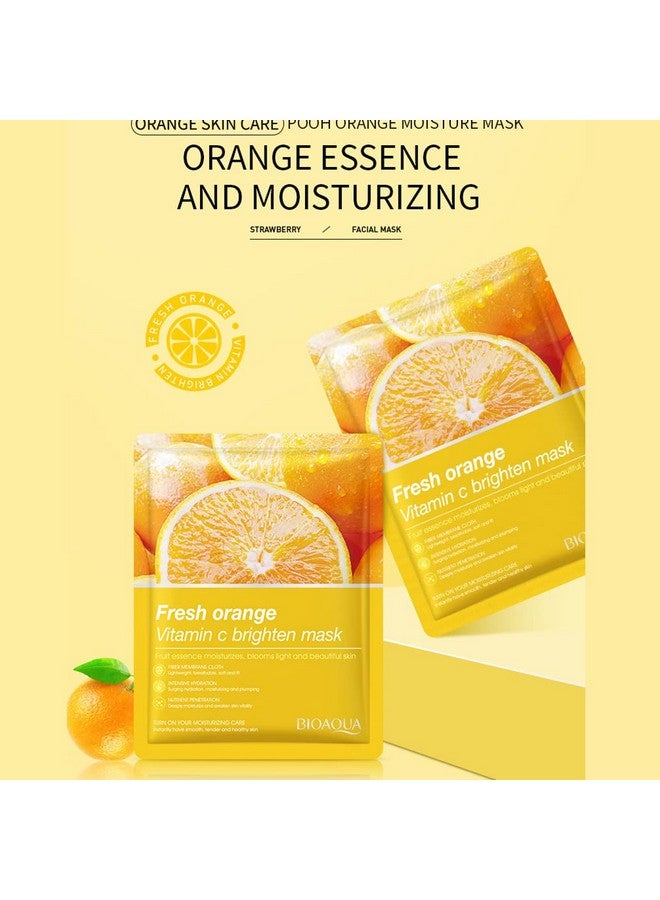 Fruit Flower Extract Vitamin C Facial Mask Plant Essence Moisturizing Fiber Membrane Cloth Deep Moisturizing Face Skincare 25G X 8Pcs
