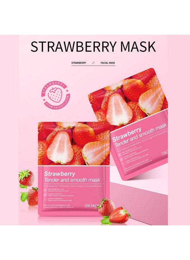 Fruit Flower Extract Vitamin C Facial Mask Plant Essence Moisturizing Fiber Membrane Cloth Deep Moisturizing Face Skincare 25G X 8Pcs