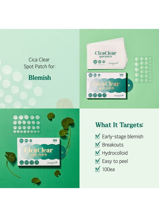 Skinfood Cica Clear Spot Patch (100Count) Hydrocolloid Ac Patch For Covering And Recovering Spot Ultra Thin Clear Skin Sticker For Easy Ac Care