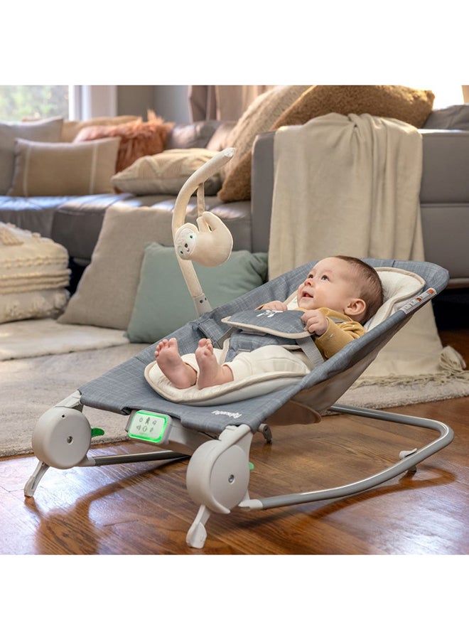 Happy Belly Rock-To-Bounce Massage, Bouncer And Rocker Seat With 5-Point Harness, 0 - 6 Months, Parker