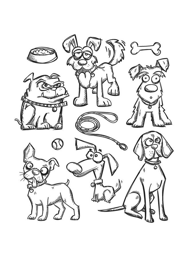 Cms Set Stampersa Cling Stamp Tholtz Crazy Dogs 24.6 X 18.9 X 0.5 Cm Multicolour