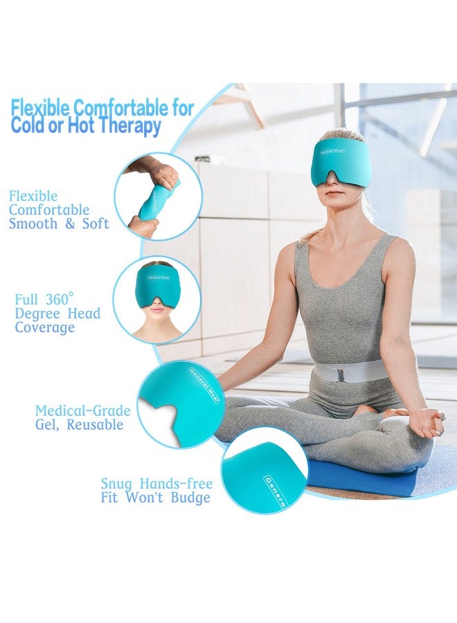 Headache & Migraine Ice Wrap Cap, Cold Therapy Migraine Relief Hat, Headache Ice Hat Cold Compress, Great For Puffy Eyes, Tension, Sinus & Stress Relief (Blue)