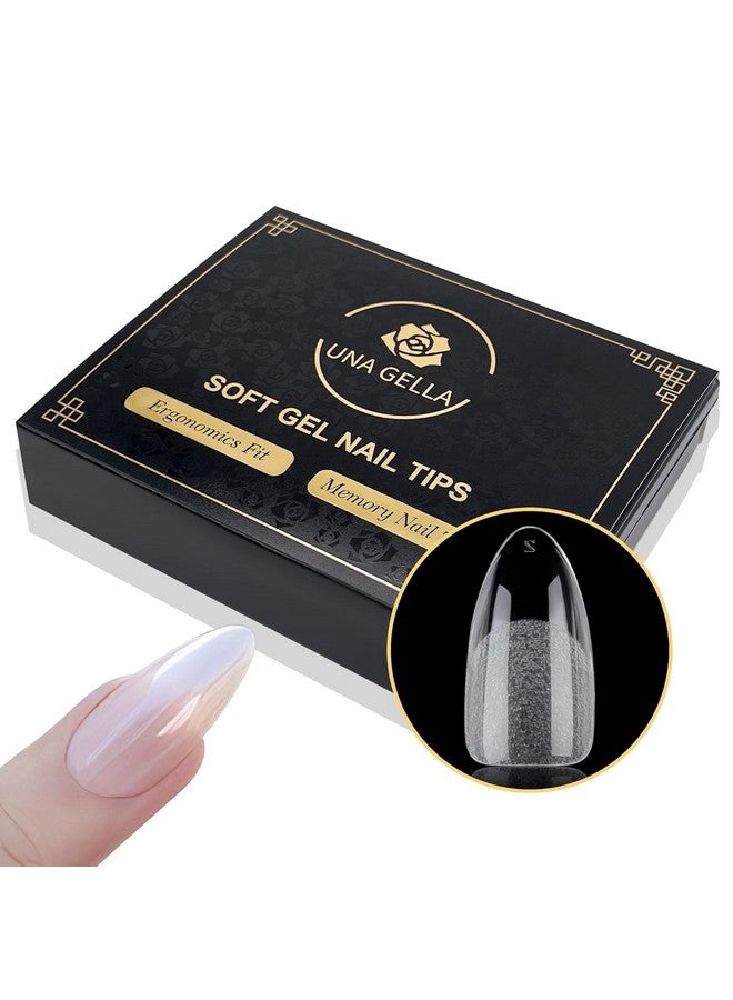 Almond Gel X Nail Tips 600 Pcs Prefiled Almond Nail Tips Full Cover Nail Tips Press On Nails 12 Sizes Half Matte Clear Fake Soft Gel Nail Tips For Nail Extension Home Diy Salon With Box