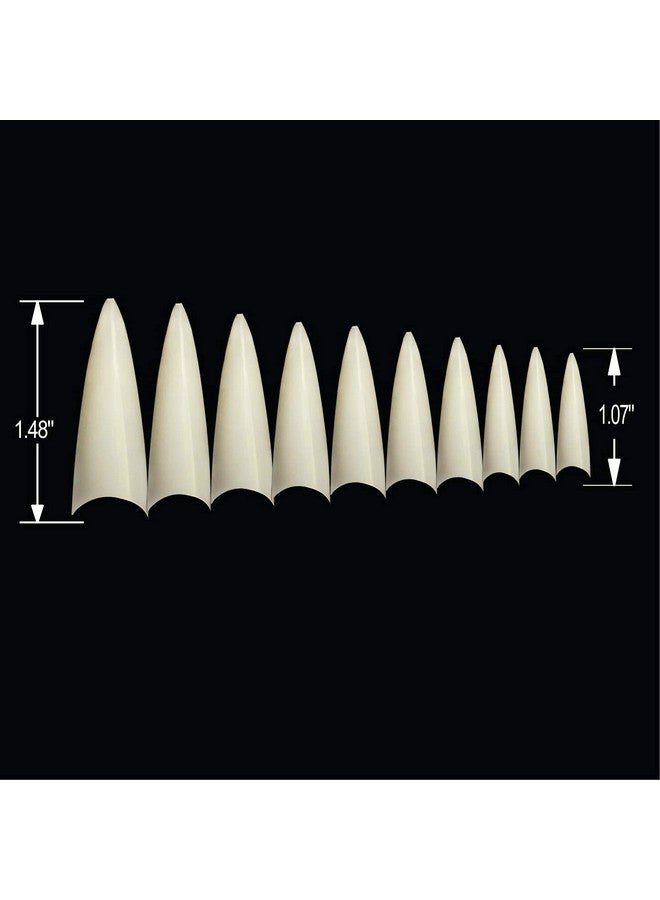 Natural Long Stiletto 500Pcs Artificial Fake Gel Nail Tips10 Sizes 28510 For Nail Salon