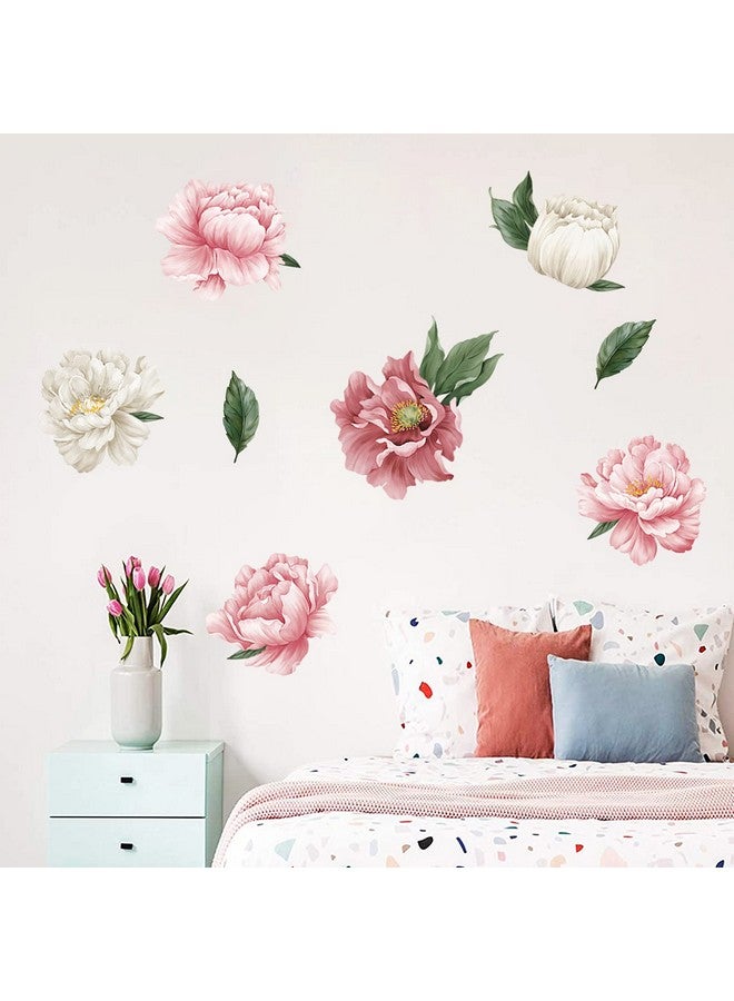 6 Large Peony Flower Wall Decals Garden Floral Wall Stickers Bedroom Living Room Home Office Wall Decor Gift For Mom