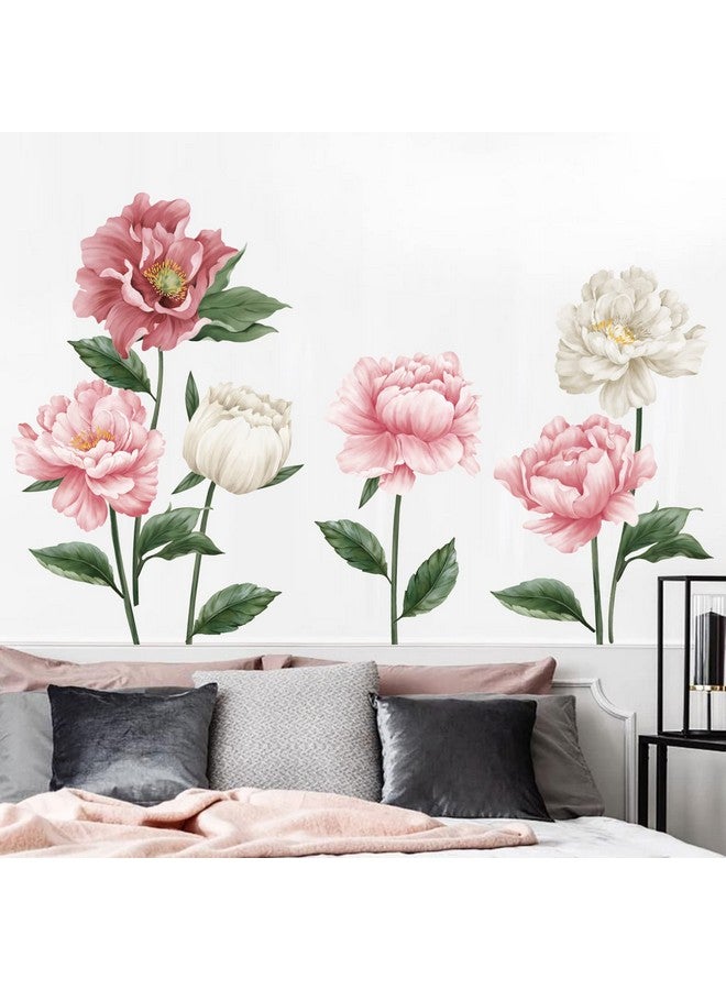 6 Large Peony Flower Wall Decals Garden Floral Wall Stickers Bedroom Living Room Home Office Wall Decor Gift For Mom