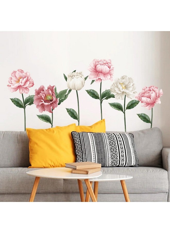 6 Large Peony Flower Wall Decals Garden Floral Wall Stickers Bedroom Living Room Home Office Wall Decor Gift For Mom