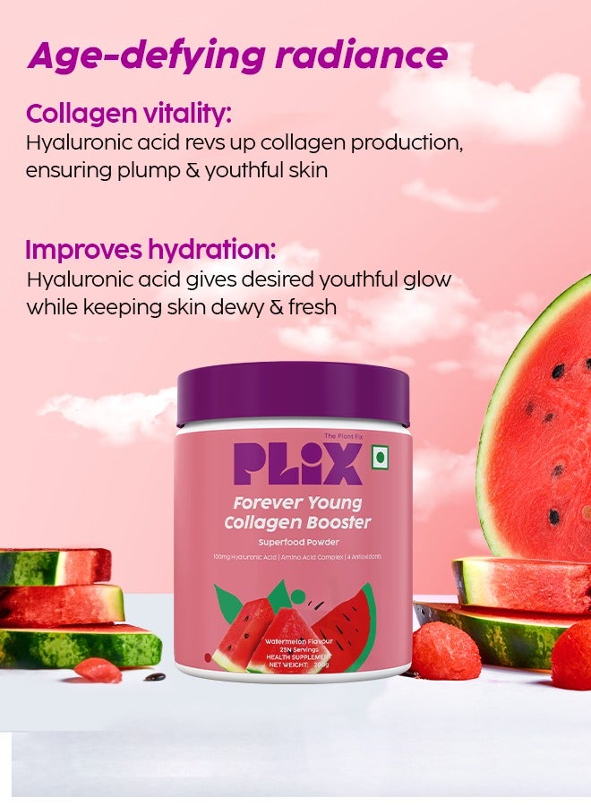 Plant-Based Collagen Powder With Hyaluronic Acid For Radiant Skin - Watermelon Flavor, 400g- 50 Servings - Pack Of 2