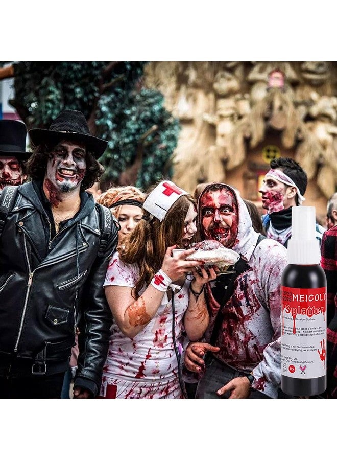 Blood Splatter 2.1Oz Fake Blood Spray Halloween Liquid Blood For Clothes Zombie Bride Vampire And Monster Sfx Scary Clown Makeup & Dress Updark1 Pack