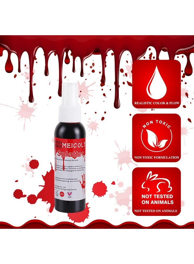 Blood Splatter 2.1Oz Fake Blood Spray Halloween Liquid Blood For Clothes Zombie Bride Vampire And Monster Sfx Scary Clown Makeup & Dress Updark1 Pack