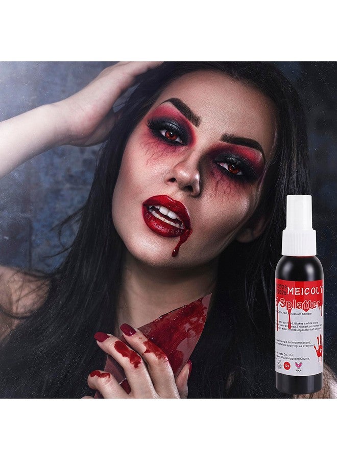 Blood Splatter 2.1Oz Fake Blood Spray Halloween Liquid Blood For Clothes Zombie Bride Vampire And Monster Sfx Scary Clown Makeup & Dress Updark1 Pack